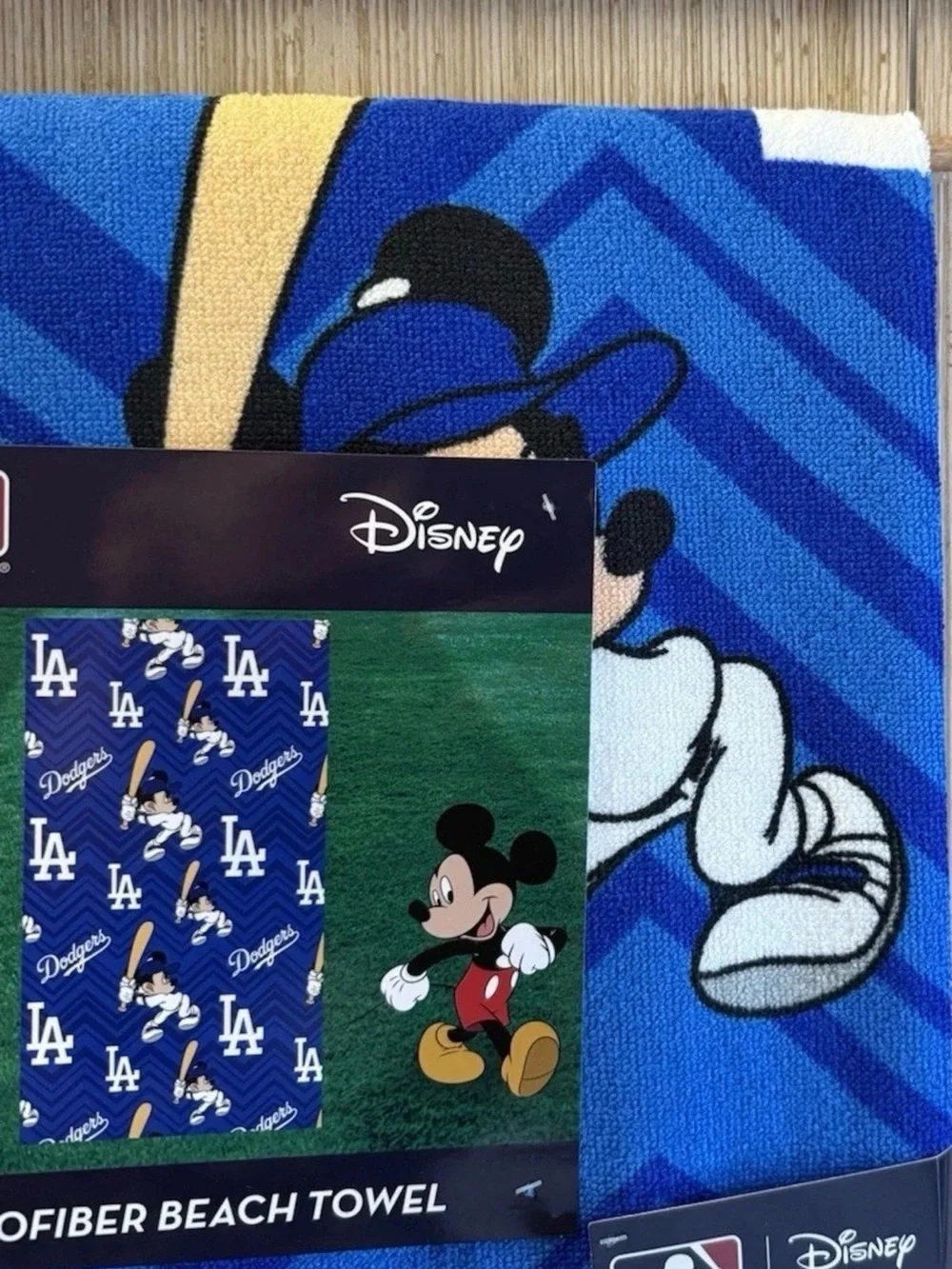Disney Blue, White & Gray  Mickey Dodgers thick Beach Towel 36X72